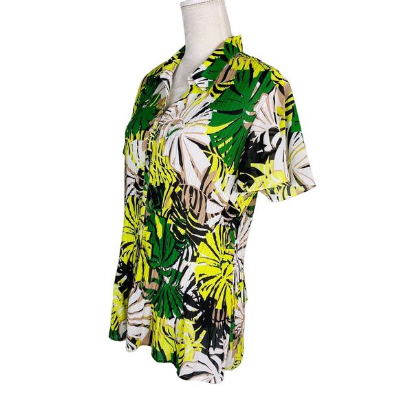 Vintage Fashion Bug Button Down Shirt XL Plants SS Semi Sheer Vacation New - Picture 6 of 11